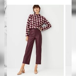 Ann Taylor Faux Leather Easy Straight Crop Pant, 4p
